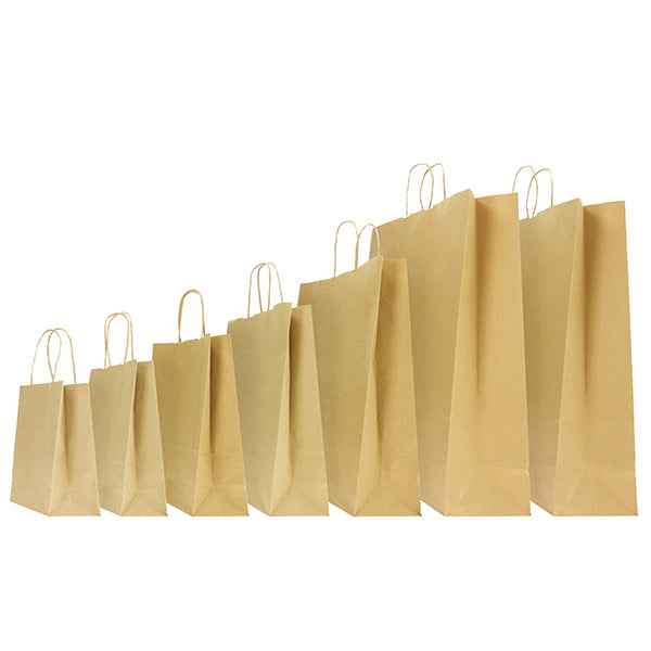 Shopper - maniglie cordino - 26 x 11 x 35 cm - carta biokraft - avana - Mainetti Bags - conf. 25 pezzi