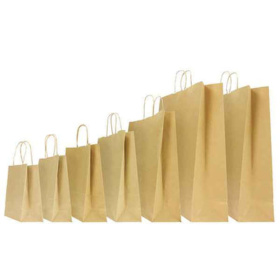 Shopper - maniglie cordino - 45 x 15 x 50 cm - carta biokraft - avana - Mainetti Bags - conf. 25 pezzi