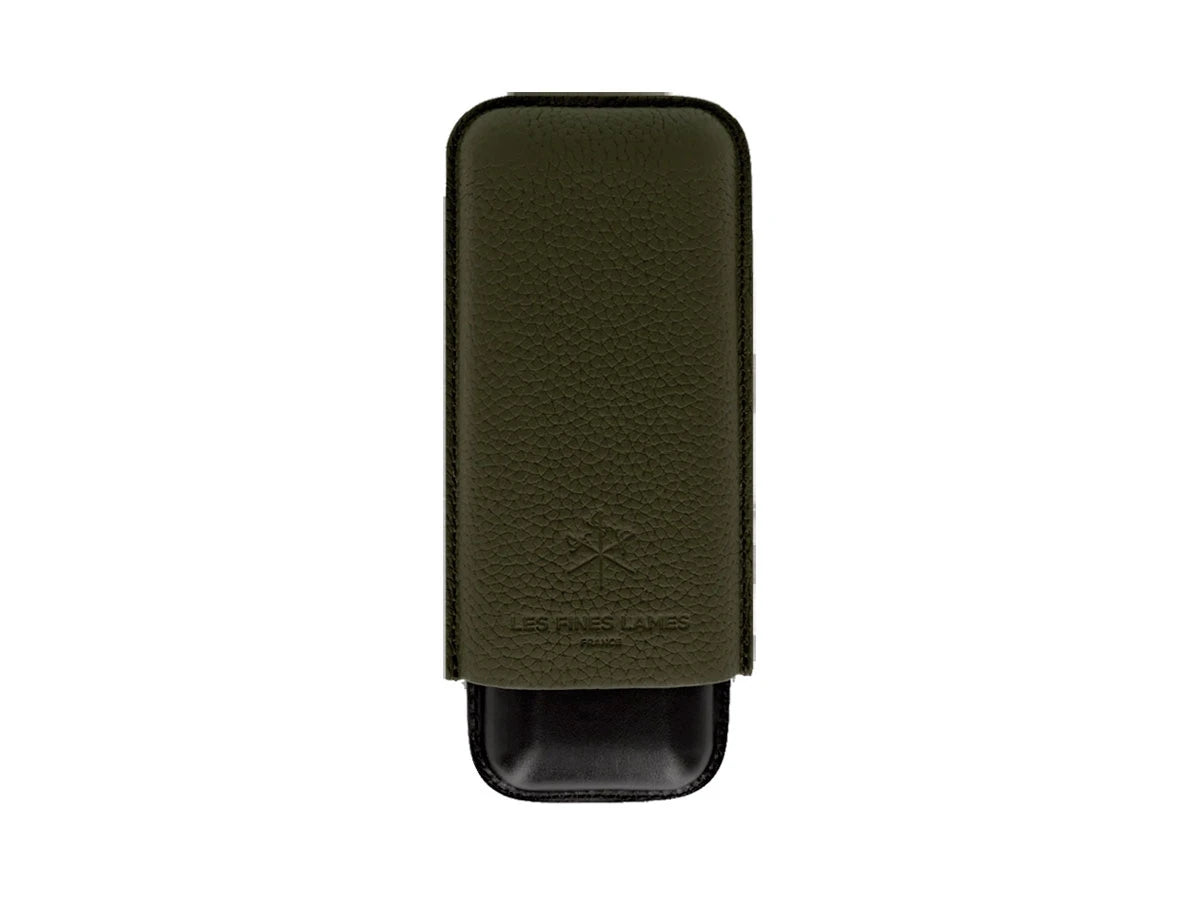 Les Fines Lames CIGAR CASE DUO OD GREEN PEBBLE