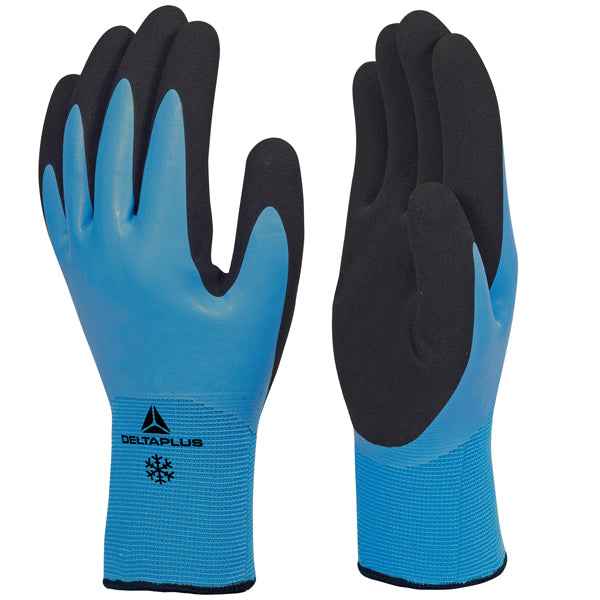 Guanti da lavoro VV736 - poliammide - palmo e dorso in lattice - taglia 09 - blu chiaro - Deltaplus