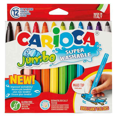 Pennarelli Jumbo - punta 6,0mm - colori assortiti - lavabili - Carioca - astuccio 12 pezzi
