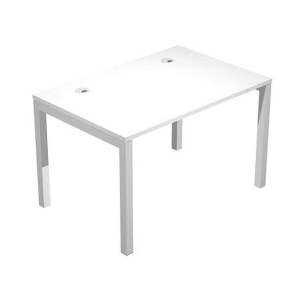 Scrivania singola Agorà - 120 x 80 x 74,6 cm - Bianco/grigio alluminio