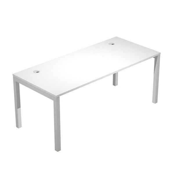 Scrivania singola Agorà - 160 x 80 x 74,6 cm - Bianco/grigio alluminio