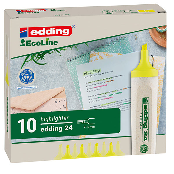 Evidenziatore 24 EcoLine - punta scalpello - da 2 a 5 mm  - giallo - Edding