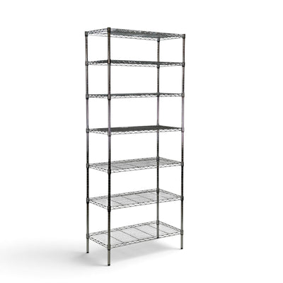 Metallika Scaffale Modulare in Acciaio Cromato 90 × 45 × H 202 cm, 7 Ripiani