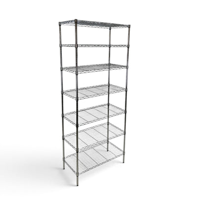 Metallika Scaffale Modulare in Acciaio Cromato 90 × 45 × H 202 cm, 7 Ripiani