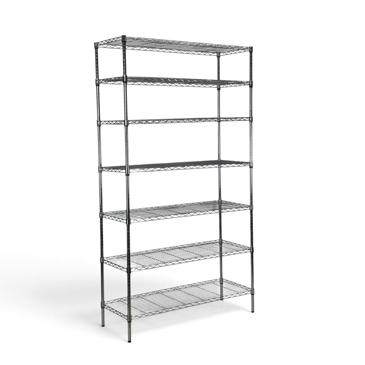 Metallika Scaffale Modulare in Acciaio Cromato 122 × 35 × H 222 cm, 7 Ripiani