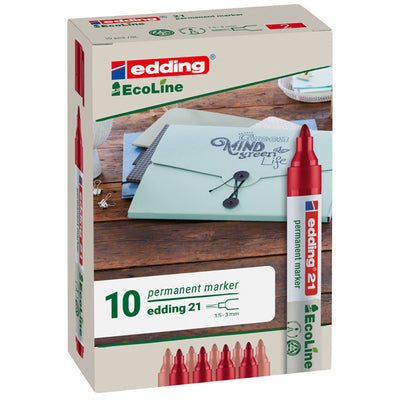Marcatore permanente 21 Ecoline - punta conica -  da 1,5 a 3 mm - rosso - Edding