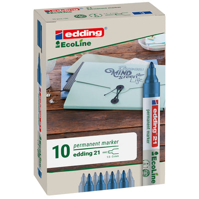 Marcatore permanente 21 Ecoline - punta conica -  da 1,5 a 3 mm - blu - Edding