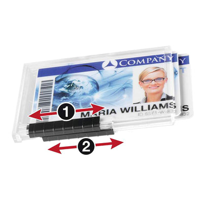 Portabadge PushBox Duo - 2 tessere inseribili - 5,4 x 8,7 cm - Durable - conf. 10 pezzi