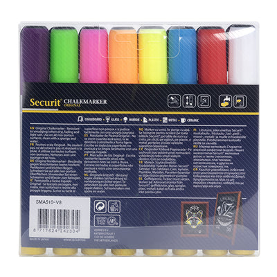 Marcatore a gesso liquido - punta media 2,00 - 6,00 mm - mix 8 colori - Securit - conf. 8 pezzi