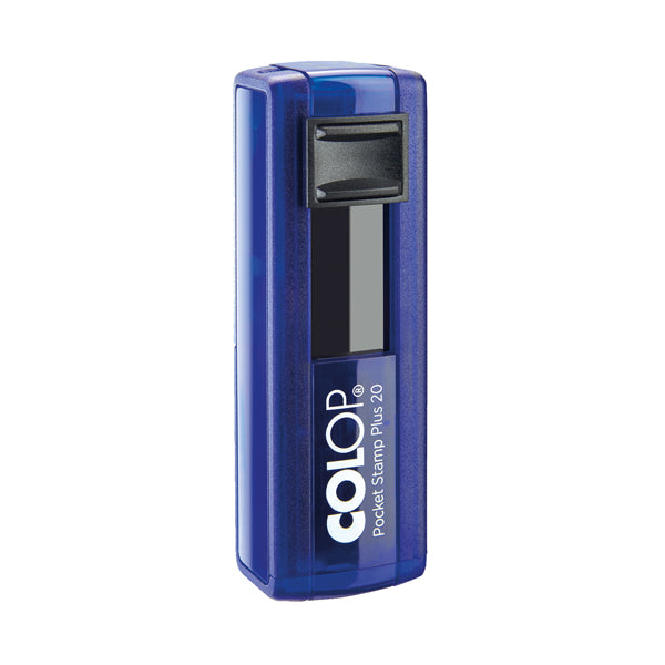 Timbro Pocket Stamp Plus 20 - 14 x 38 mm - 4 righe - autoinchiostrante - blu indaco - Colop