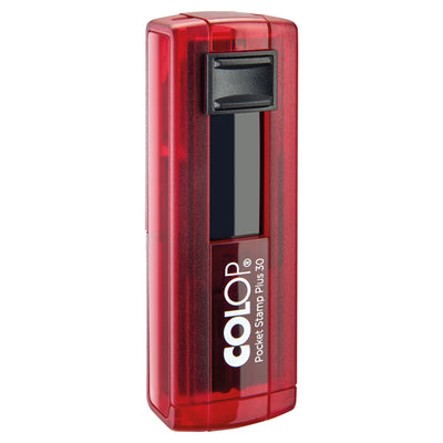 Timbro Pocket Stamp Plus 30 - 18 x 47 mm - 5 righe - autoinchiostrante - rosso rubino - Colop
