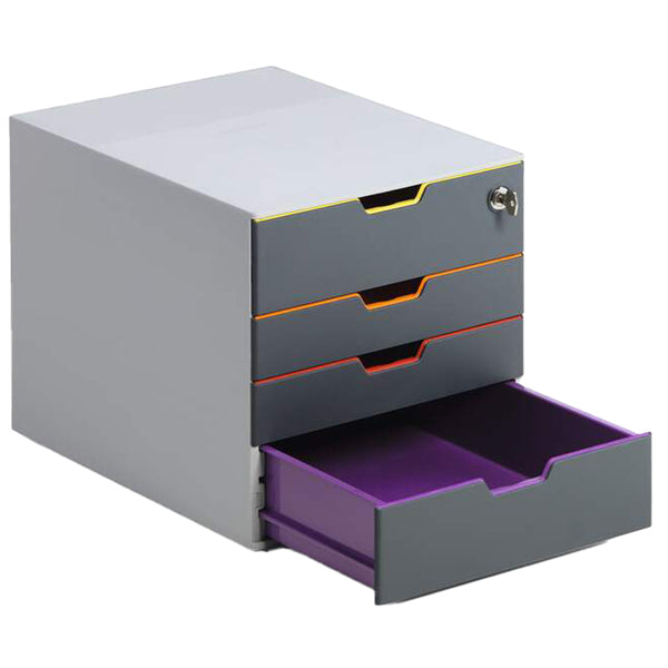 Cassettiera Varicolor Safe - 28 x 29,2 x 35,6 cm - 4 cassetti - con serratura - Durable