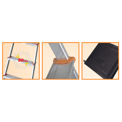 Scala domestica Stella Basic - 8 gradini - alluminio - Marchetti