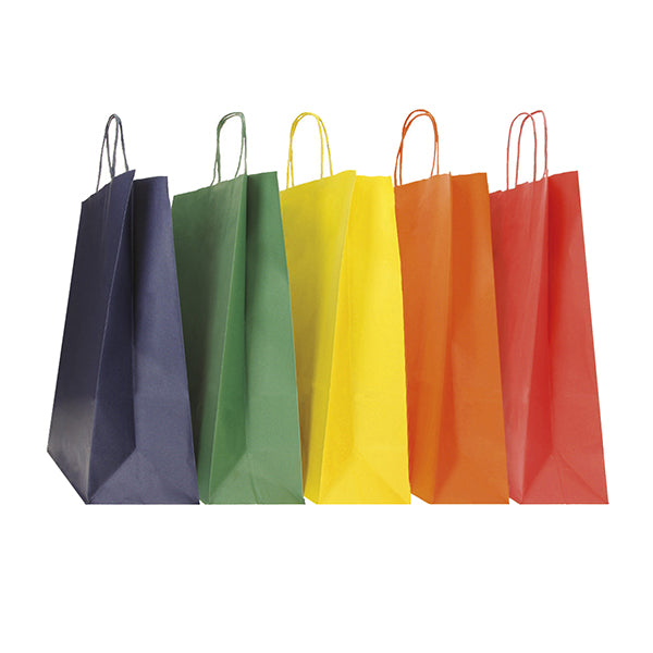 Shopper Twisted - maniglie cordino - 26 x 11 x 35 cm - carta biokraft - colori assortiti autunno/inverno - Mainetti Bags - conf. 25 pezzi