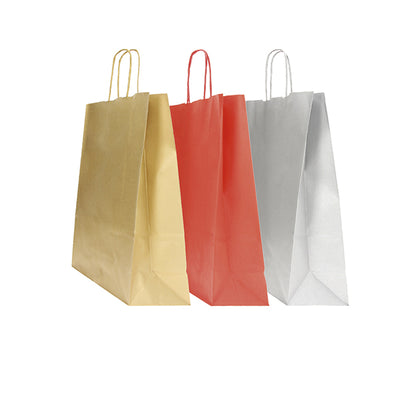 Shopper Twisted - maniglie cordino - 22 x 10 x 29 cm - carta kraft - mix Natale - Mainetti Bags - conf. 25 pezzi