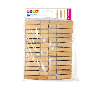 Molletta in legno - 72 x 10 mm - DECO - busta 50 pezzi