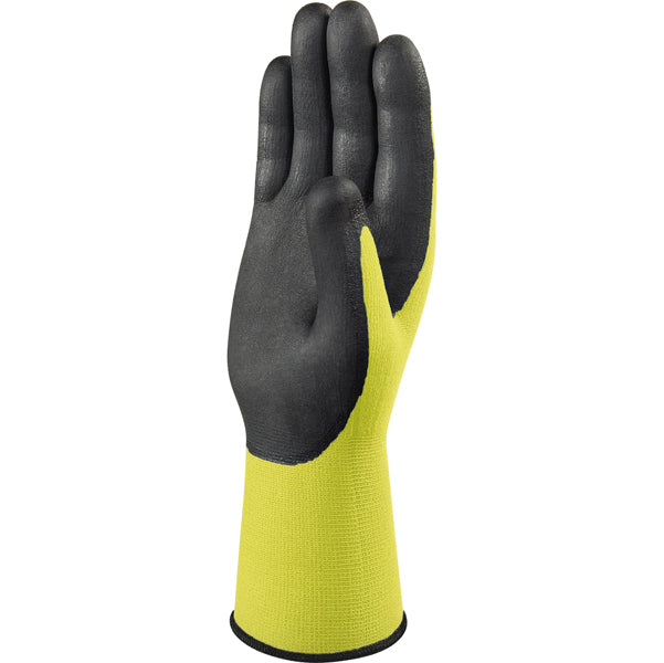 Guanti di precisione Apollonit VV734 - poliammide - palmo in schiuma di nitrile - taglia 09 - giallo fluo/nero - Deltaplus
