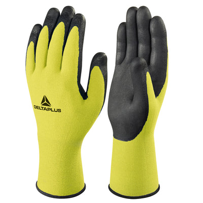 Guanti di precisione Apollonit VV734 - poliammide - palmo in schiuma di nitrile - taglia 10 - giallo fluo/nero - Deltaplus