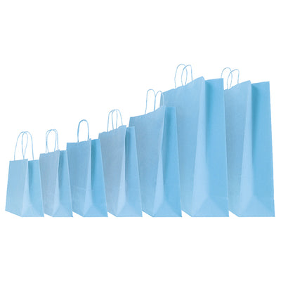 Shopper Twisted - maniglie cordino - 26  x 11 x 34,5 cm - carta kraft - azzurro - Mainetti Bags - conf. 25 pezzi