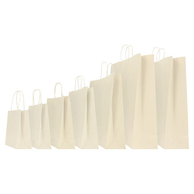Shopper Twisted - maniglie cordino - 14 x 9 x 20 cm - carta kraft - avorio - Mainetti Bags - conf. 25 sacchetti