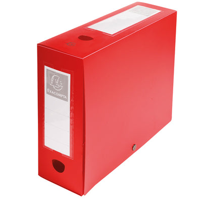 Scatola per archivio box - con bottone - 25 x 33 cm - dorso 10 cm - rosso - Exacompta