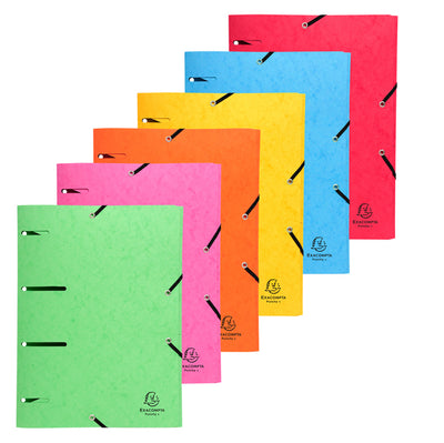 Cartella 3 lembi con elastico angolare - A4 - dorso 0,3 cm - cartoncino lustré - colori assortiti - Exacompta