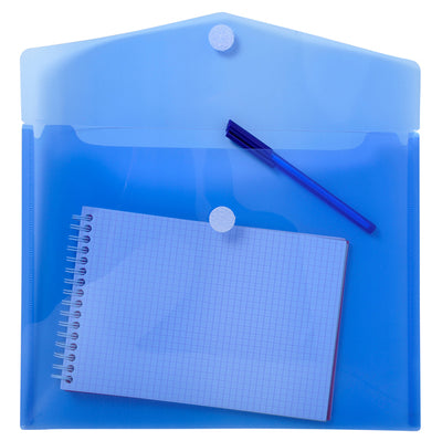 Busta a tasca con chiusura in velcro - PPL - 24 x 32 cm - blu/trasparente - Exacompta