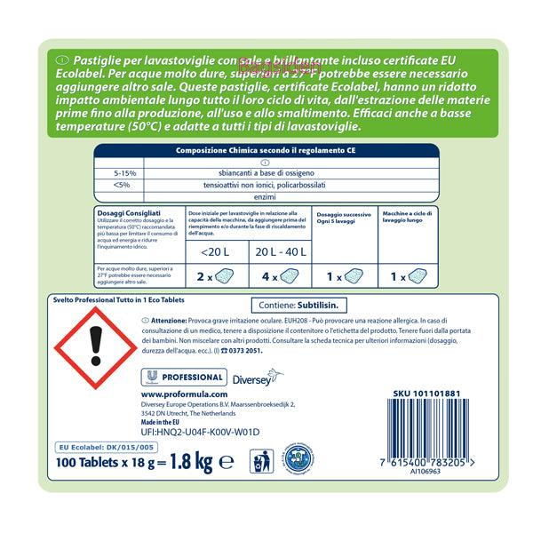 Tabs Eco 3in1 per lavastoviglie - Svelto - fustino da 100 tabs da 20 gr