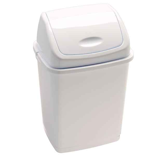 Pattumiera con coperchio basculante Rif Basic - 29x23x45 cm - 18 L - bianco - Medial