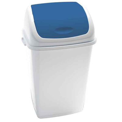 Pattumiera con coperchio basculante Rif - 44x33x68 cm - 50 L - bianco/blu - Medial