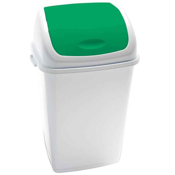 Pattumiera con coperchio basculante Rif - 44x33x68 cm - 50 L - bianco/verde - Medial