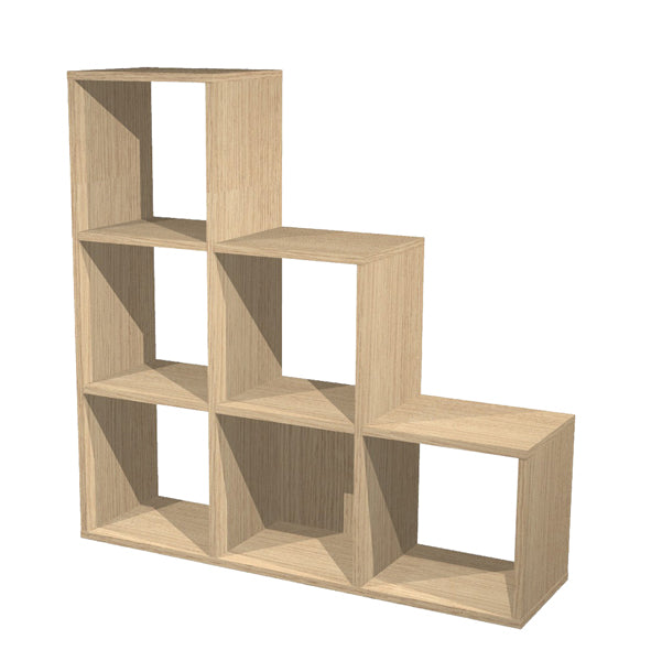 Libreria casellario Rainbow - 6 caselle a scalare - 104,1x29,2x103,9 cm - rovere