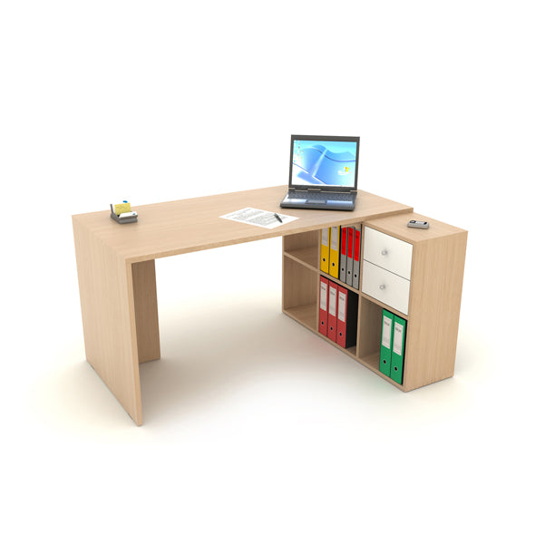 Postazione Home-Office - 6 caselle - 140 x 104 x 72,4 cm - rovere