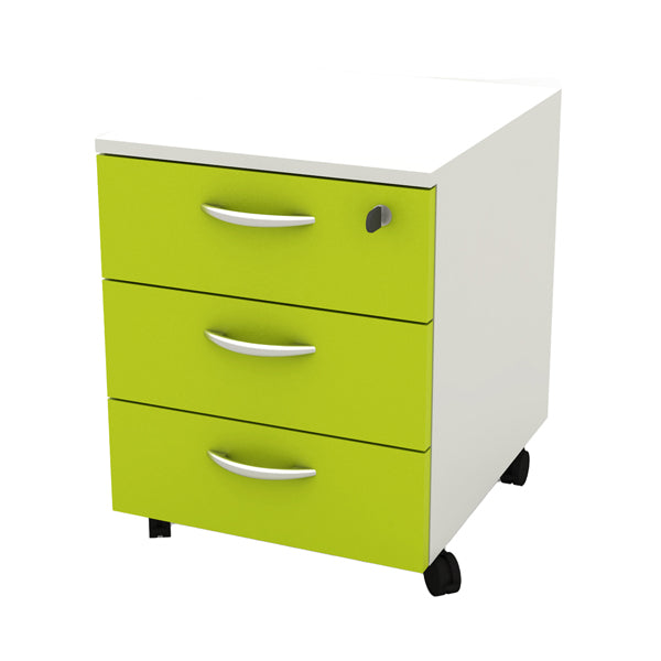Cassettiera Rainbow - 3 cassetti - con ruote - 41 x 50 x 52,2 cm - bianco/verde