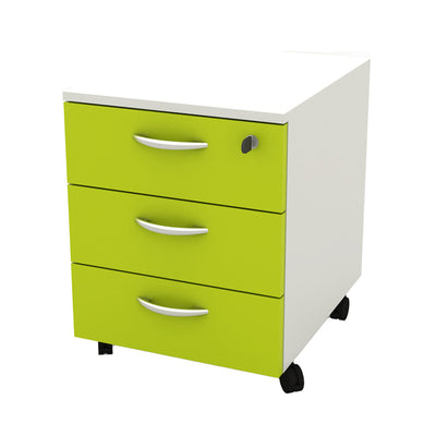 Cassettiera Rainbow - 3 cassetti - con ruote - 41 x 50 x 52,2 cm - bianco/verde