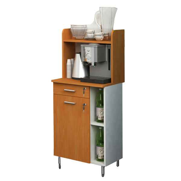 Mobile angolo Ristoro - punto caffè - 60 x 45 x 84 cm - bianco/noce chiaro