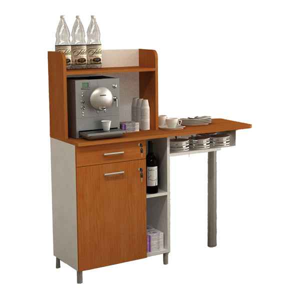 Mobile angolo Ristoro - punto caffè - 60 x 45 x 84 cm - bianco/noce chiaro