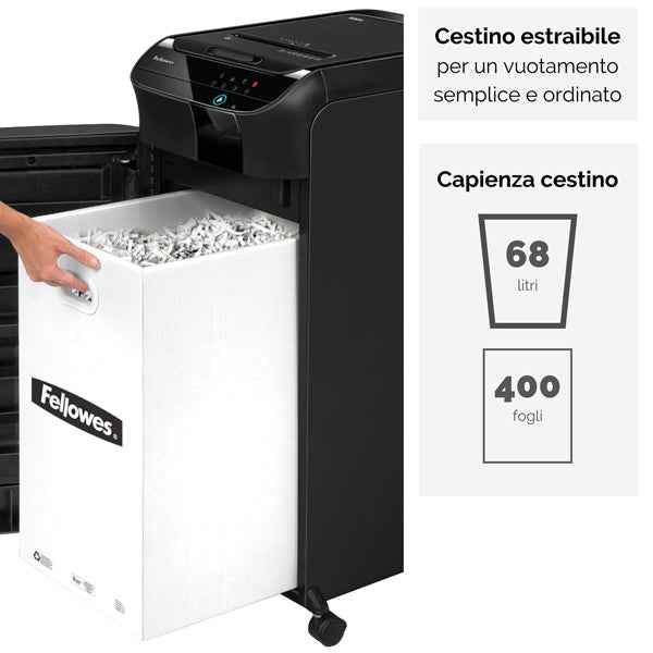 Distruggidocumenti AutoMax 350C - a frammenti - 68L - Fellowes