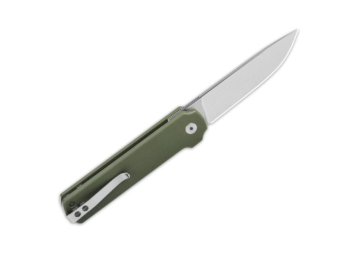 Dettaglio lama 14C28N QSP Lark flipper integrato verde