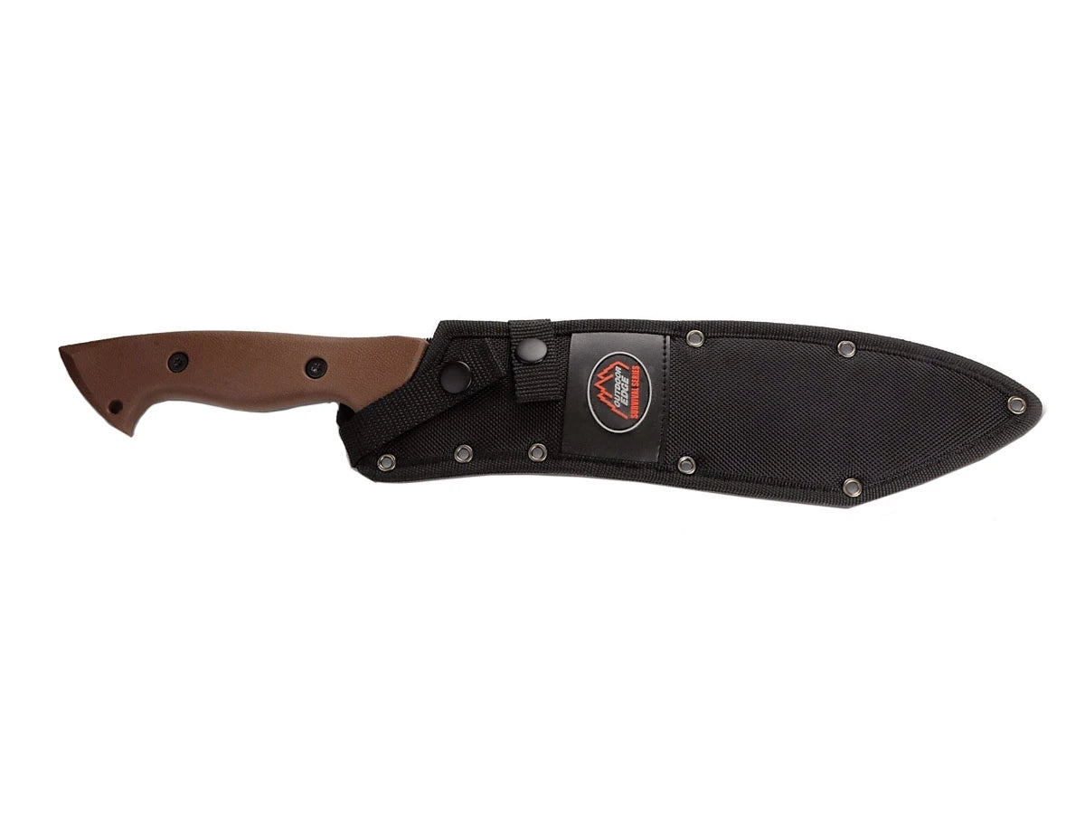 Outdoor Edge Saberback Bowie dettaglio lama Carbon Steel manico TPR gommato