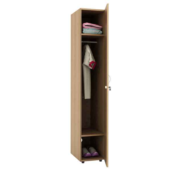 Armadio guardaroba - 1 anta - 33 x 52 x 185 cm - noce chiaro
