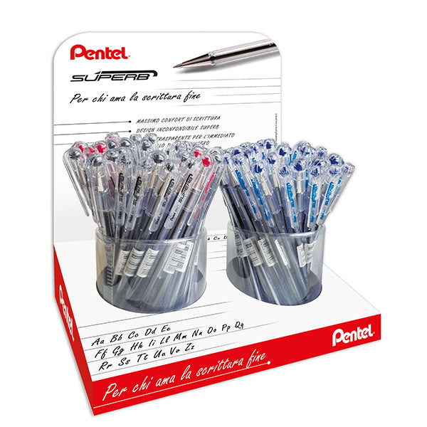 Penna a sfera Super B - colori assortiti (blu/rosso/nero) - Pentel - expo 96 pezzi