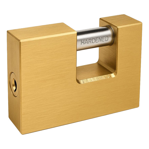 Lucchetto corazzato per saracinesca - ottone massiccio - 7,7 x 5 x 1,6 cm - oro - Metalplus