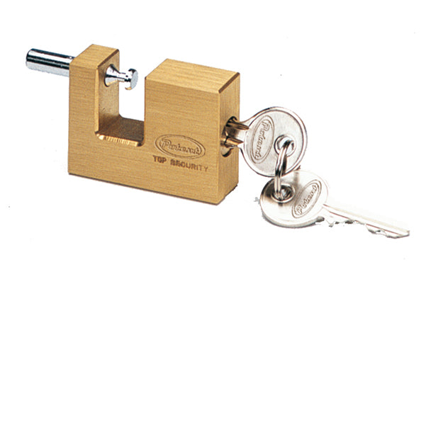 Lucchetto corazzato per saracinesca - ottone massiccio - 7,7 x 5 x 1,6 cm - oro - Metalplus