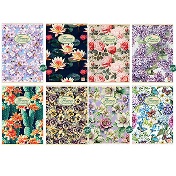 Maxiquaderno Nature Flowers - A4 - 1 rigo - 42 fogli - 80 gr - Pigna