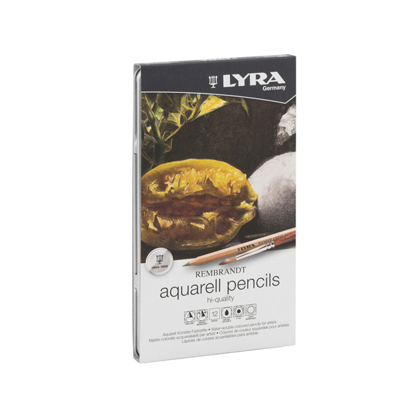 Pastelli Aquarell Rembrandt - 3,7 mm - colori assortiti - Lyra - astuccio metallo 12 pezzi