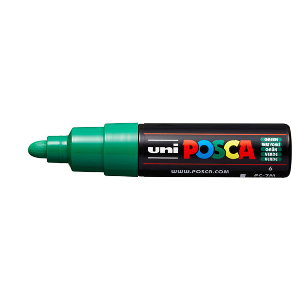 Marcatore a base d'acqua Uni Posca  PC7M - punta tonda large 4,5 mm-5,5mm - verde - Uni mitsubishi