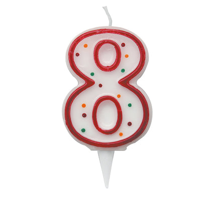 Candelina Zuccherino - numero 8 -  H 8.5 cm - Big Party